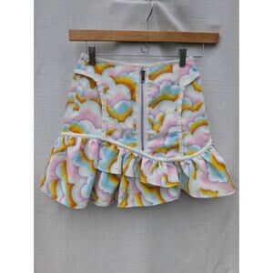 Opening Ceremony Womens Printed Scuba Ruffle mini Skirt Sz 2 Pale Pink Festivalx